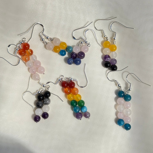 Round Rainbow Crystal Earrings