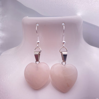Rose Quartz Pendant Heart Earrings