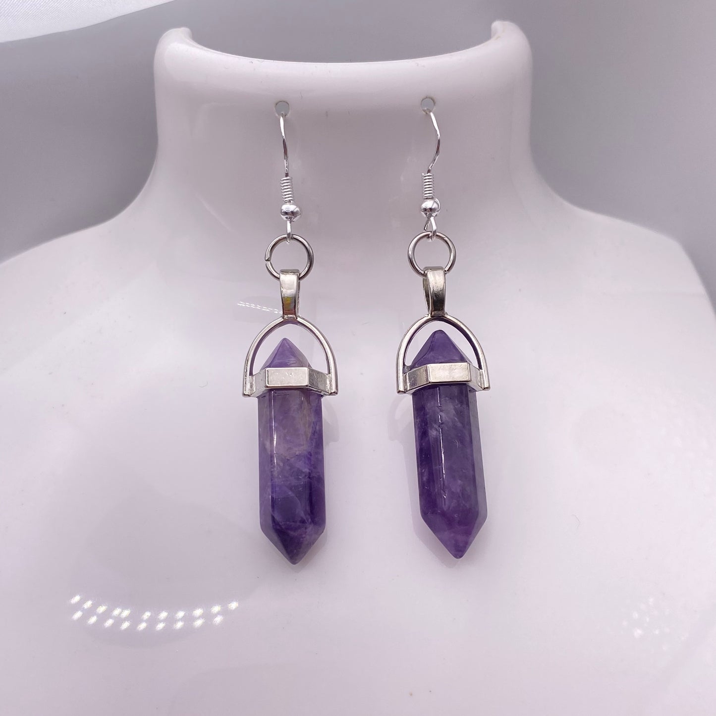 Amethyst Crystal Pendant Earrings