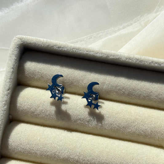 Dangly Moon Stars Stud Earrings