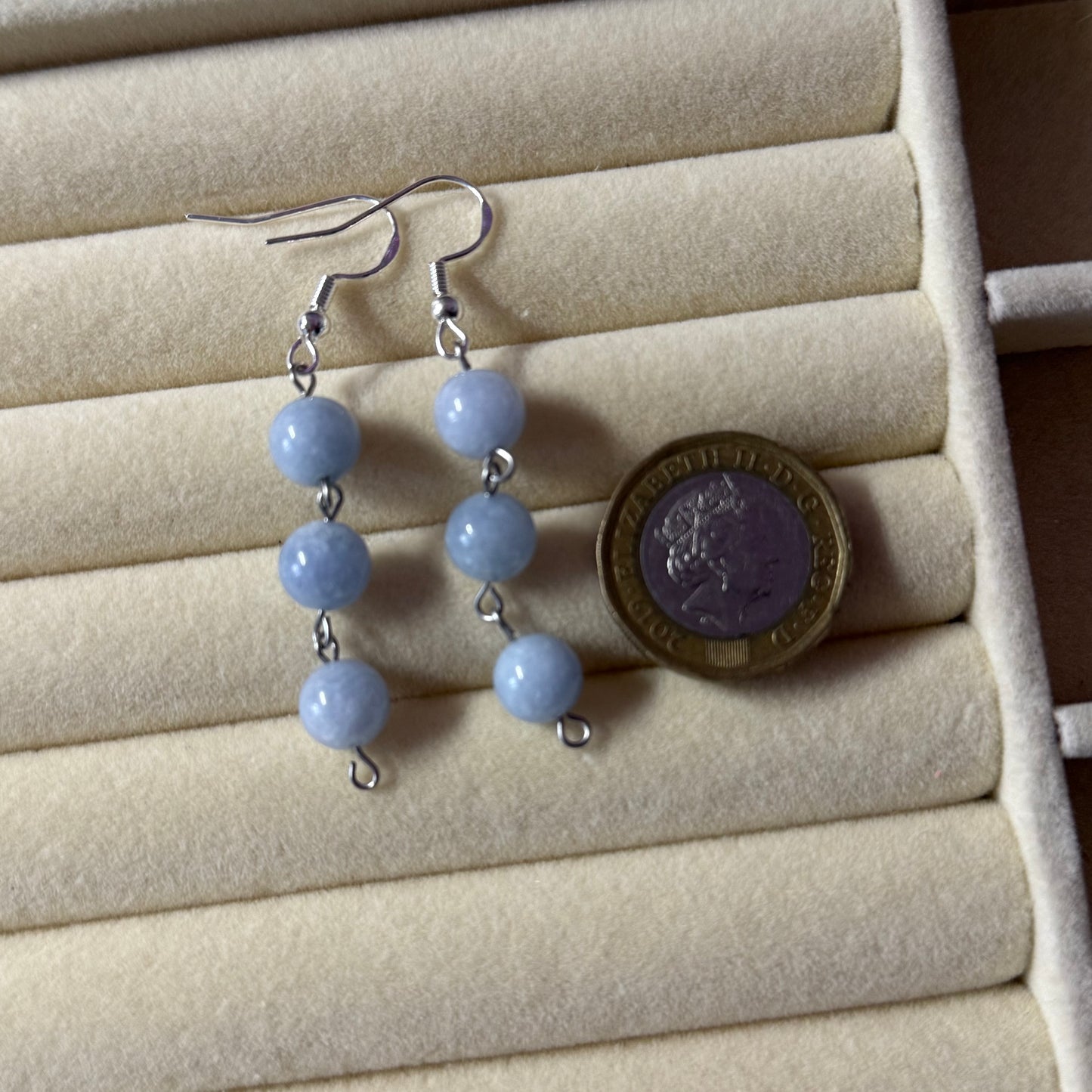 Triple Dangly Angelite Drop Earrings