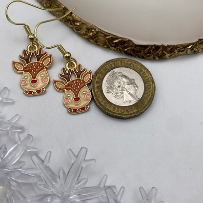 Small Reindeer Face Earrings
