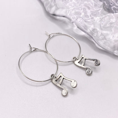 Music Note Hoop Earrings