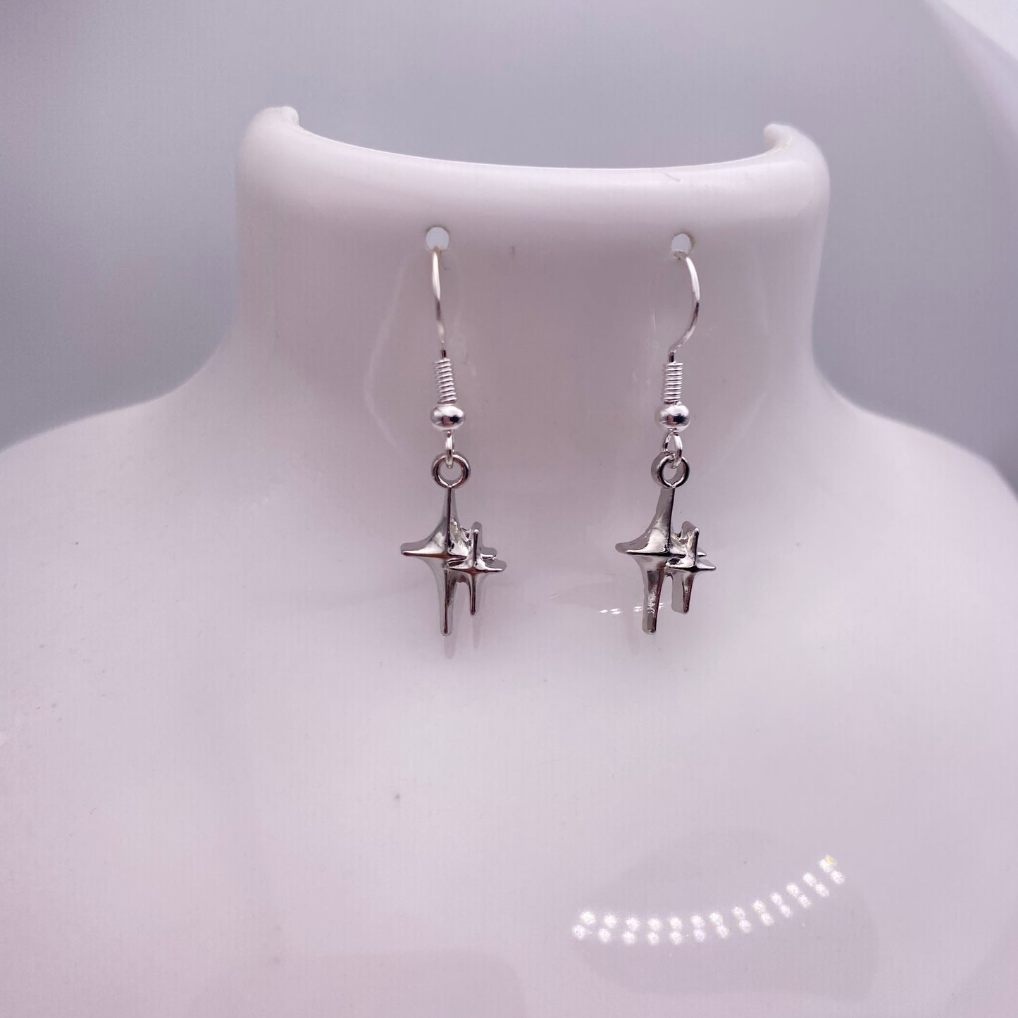 Silver Double Stars Earrings