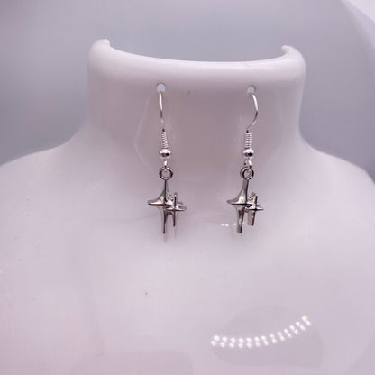 Silver Double Stars Earrings