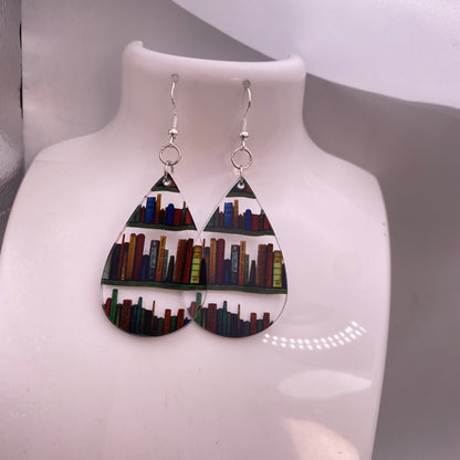 Book Library Pendant Earrings