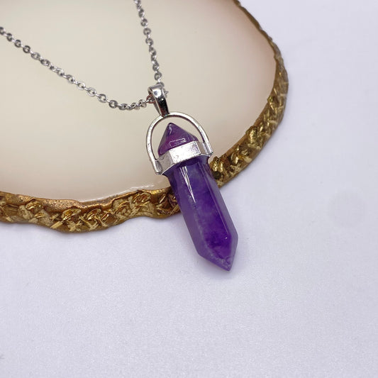 Amethyst Crystal Pendant Necklace