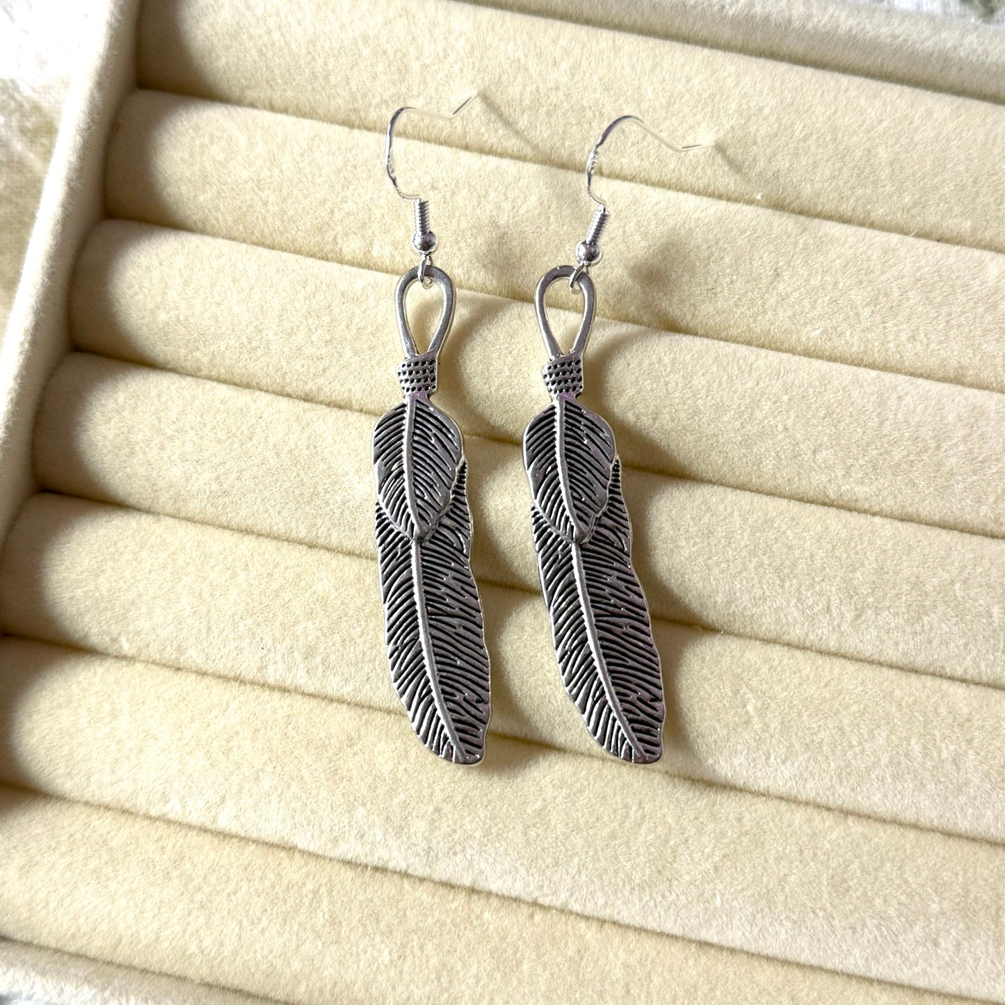 Long Tied Feather Earrings