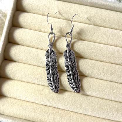 Long Tied Feather Earrings