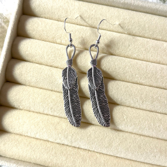 Long Tied Feather Earrings