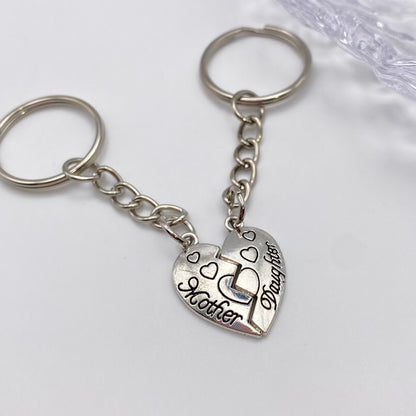 Matching Mother Daughter Heart Keyring