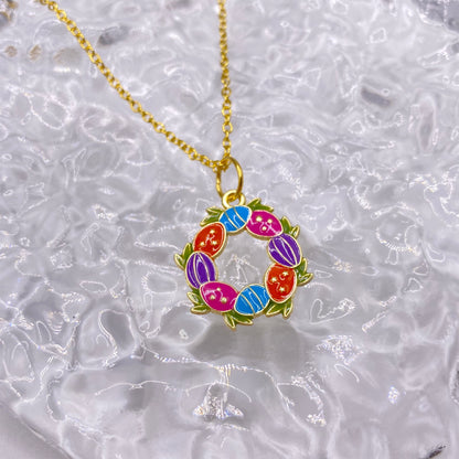 Easter Egg Wreath Necklace