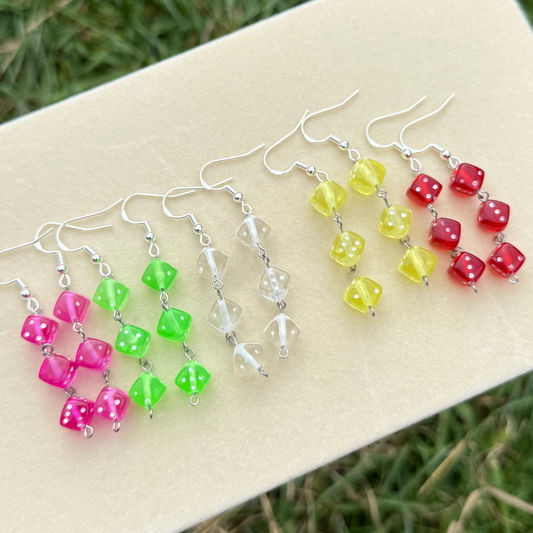 Triple Dangly Dice Drop Earrings