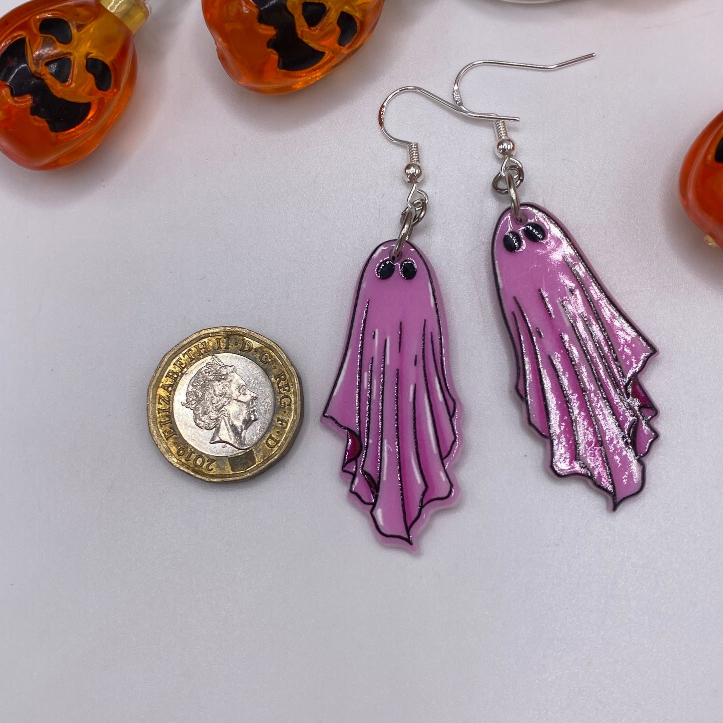 Pink Ghost Costume Earrings
