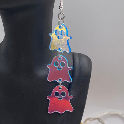 Triple Ghost Drop Iridescent Earrings
