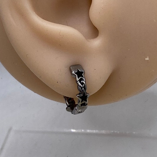 Black Stars Hoop Earrings