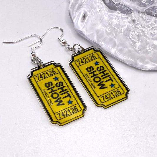 ‘Shit Show’ Ticket Earrings