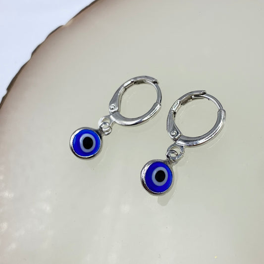 Blue Evil Eye Huggie Hoop Earrings