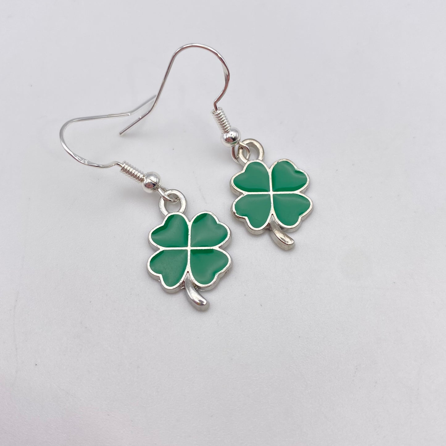 Green Four Leaf Clover Earrings