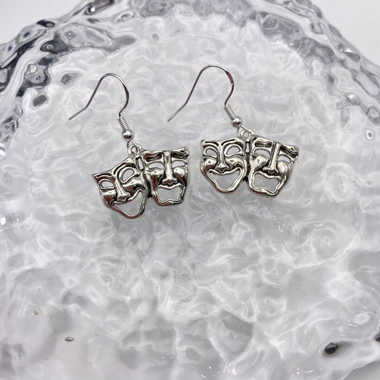 Comedy and Tragedy Theatre Mask Earrings