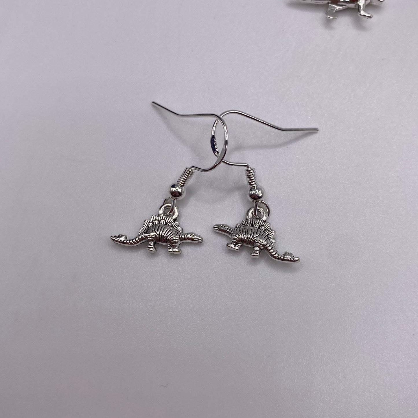 Silver Dinosaur Earrings