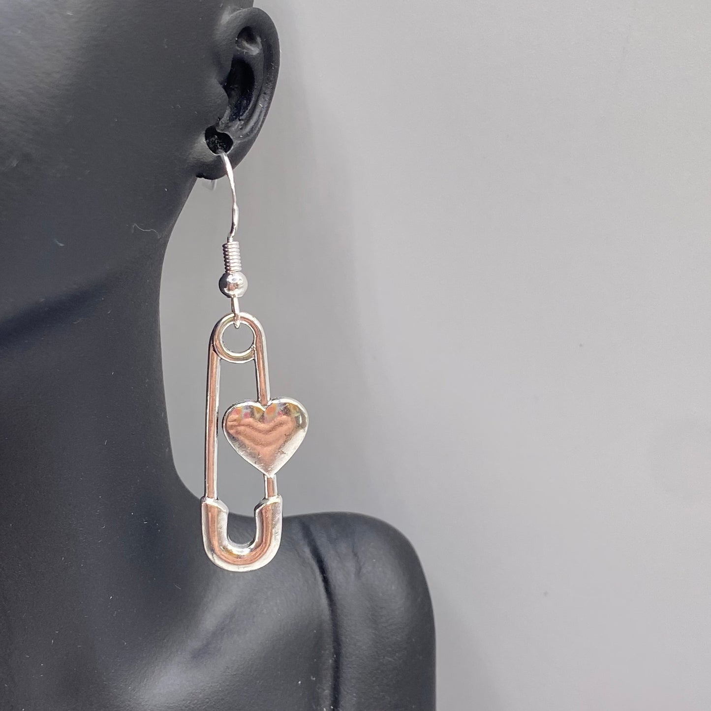 Safety Pin Heart Earrings