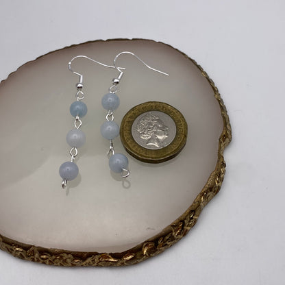 Dangly Round Angelite Crystal Earrings