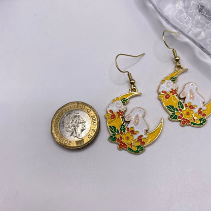 Moon Bunny Rabbit Earrings