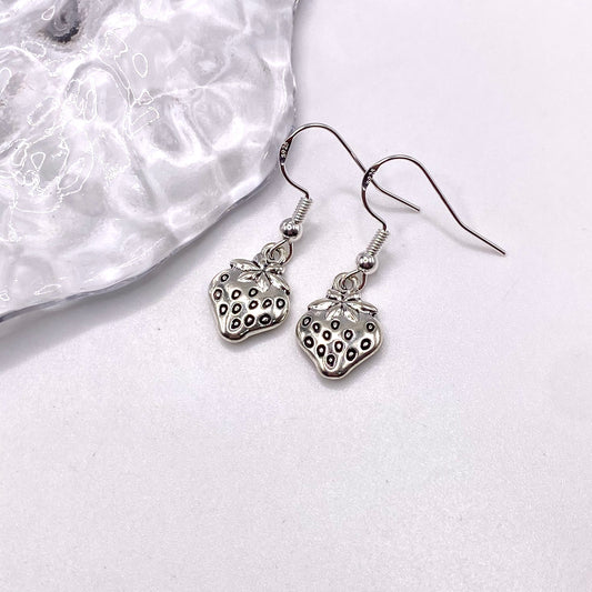 Silver Strawberry Earrings