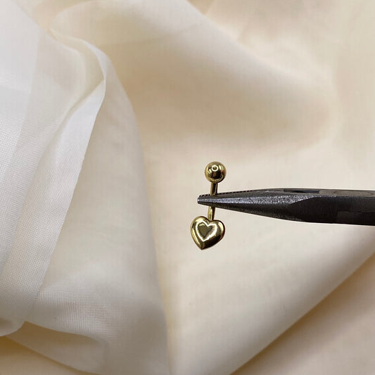Gold Heart Belly Bar Piercing