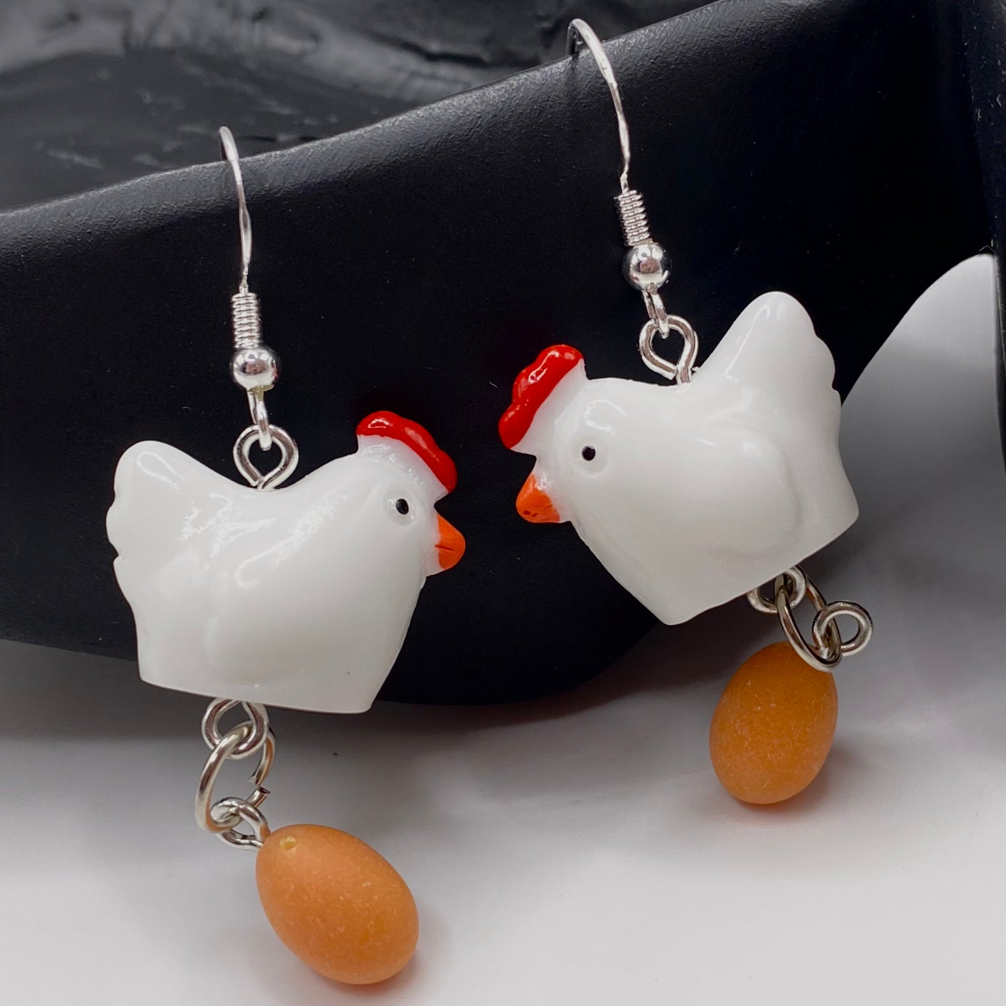 Dangly Chicken Egg Earrings