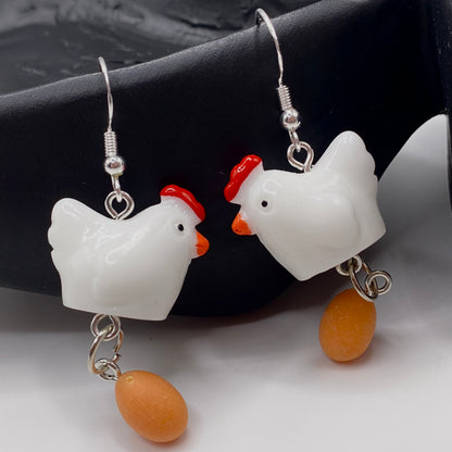 Dangly Chicken Egg Earrings