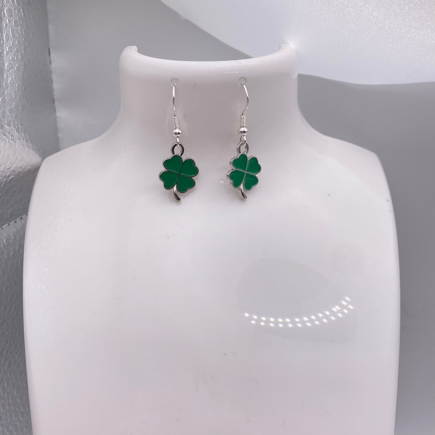 Green Four Leaf Clover Earrings