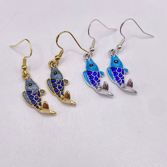 Blue Fish Earrings