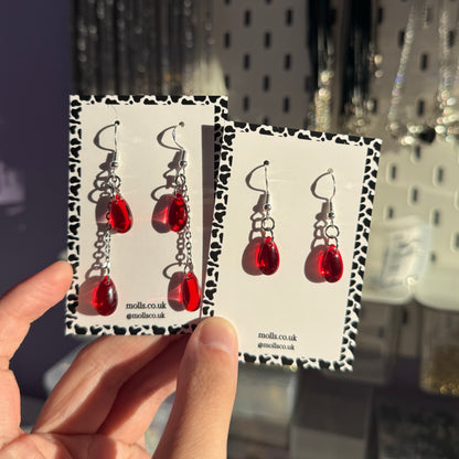 Blood Drop Bead Earrings