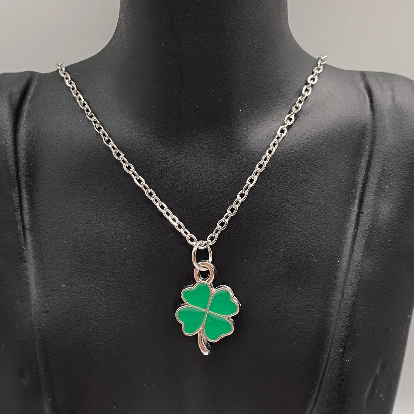 Green Four Leaf Clover Necklace