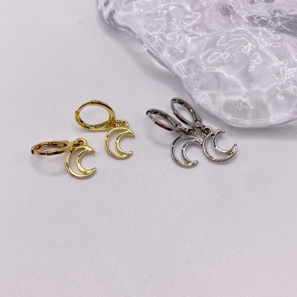 Small Moon Huggie Hoop Earrings