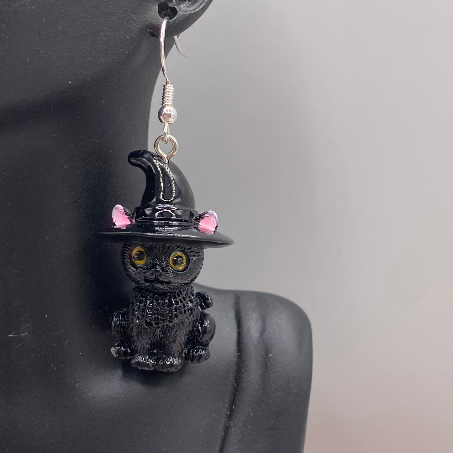3D Witch Cat Costume Earrings