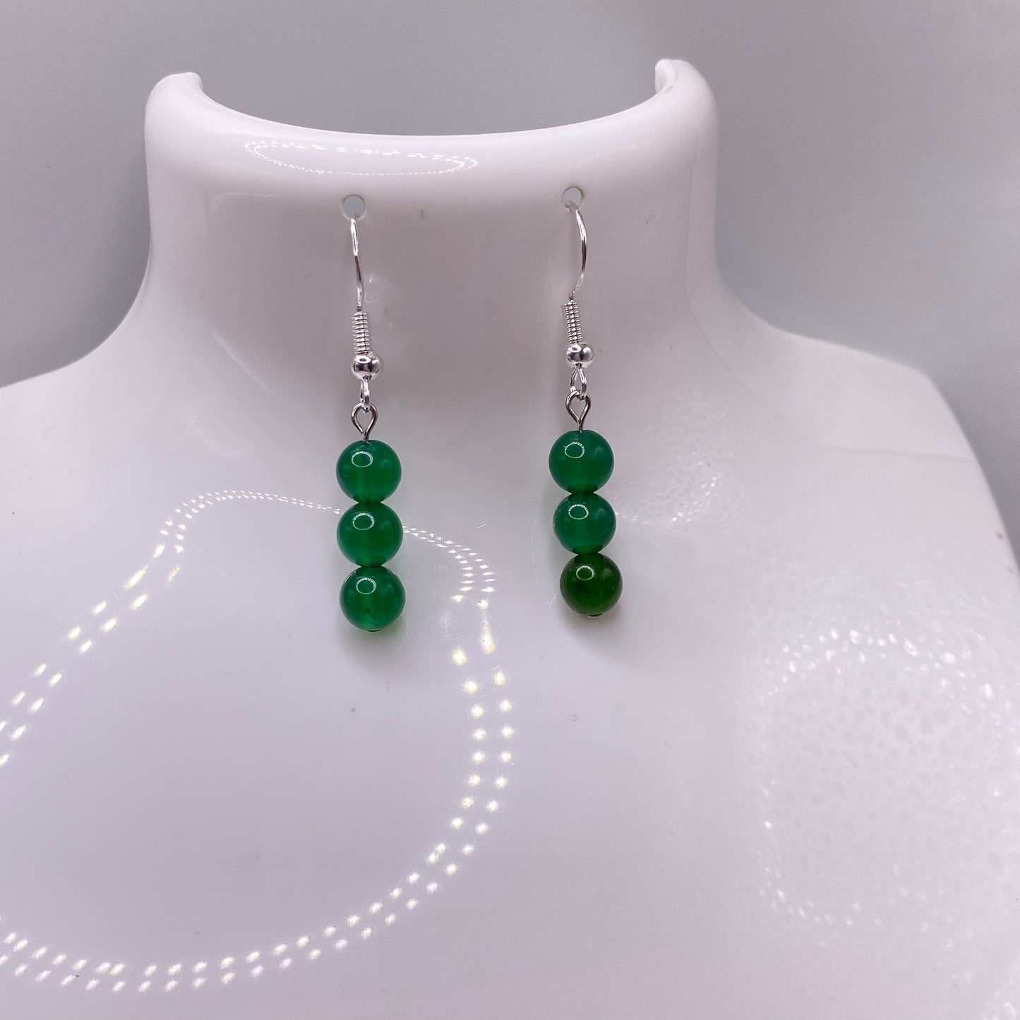 Round Green Agate Crystal Earrings