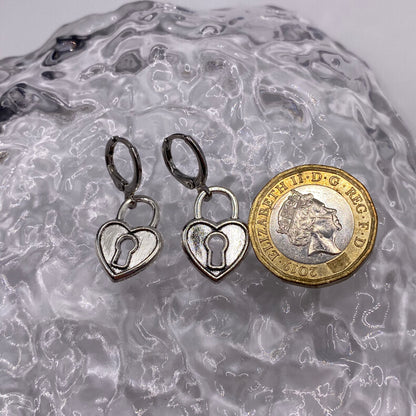 Heart Lock Huggie Hoop Earrings