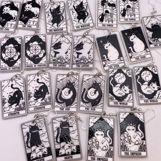 Cat Tarot Card Earrings