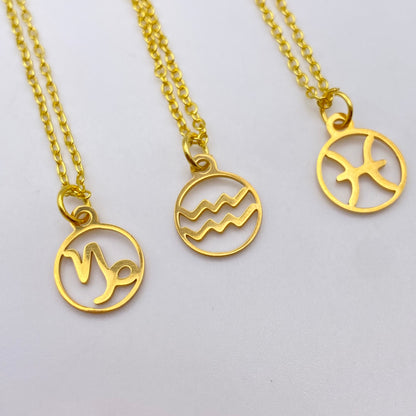 Gold Hollow Star Sign Necklaces