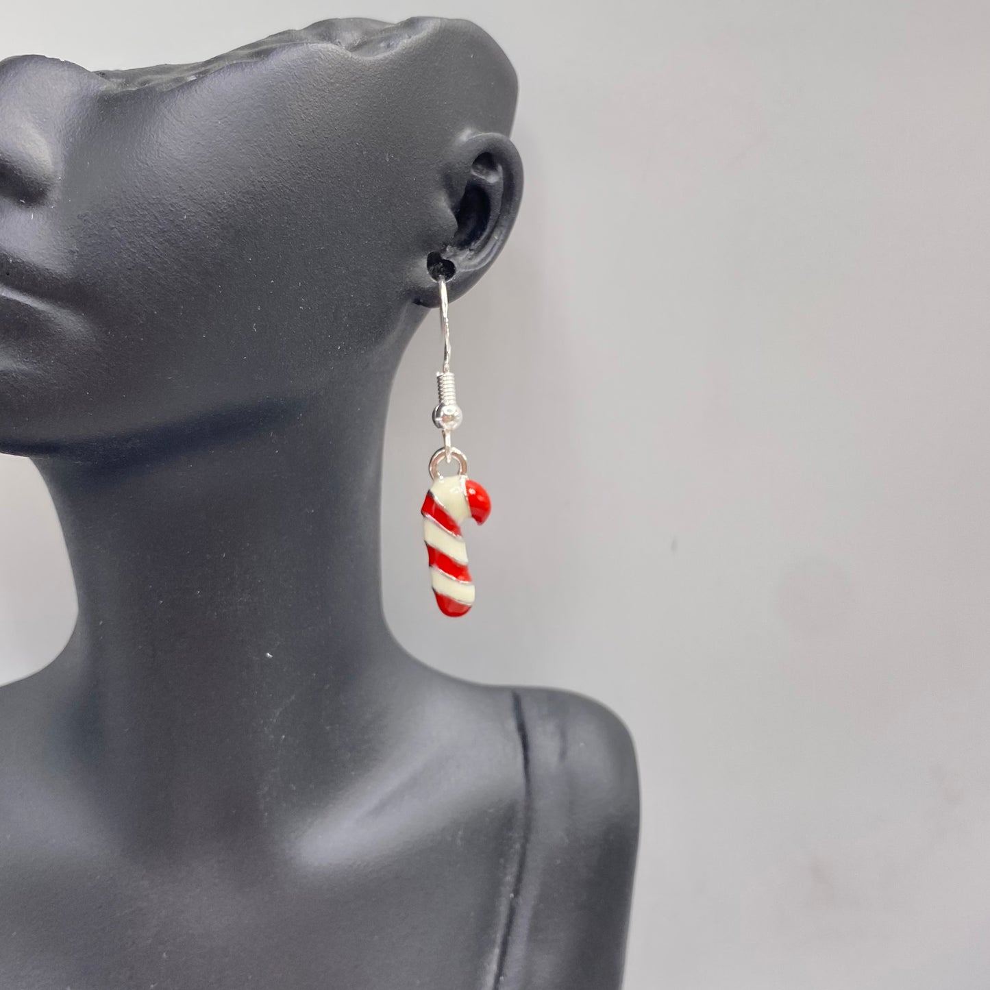 Small Red and White Candy Cane Earrings