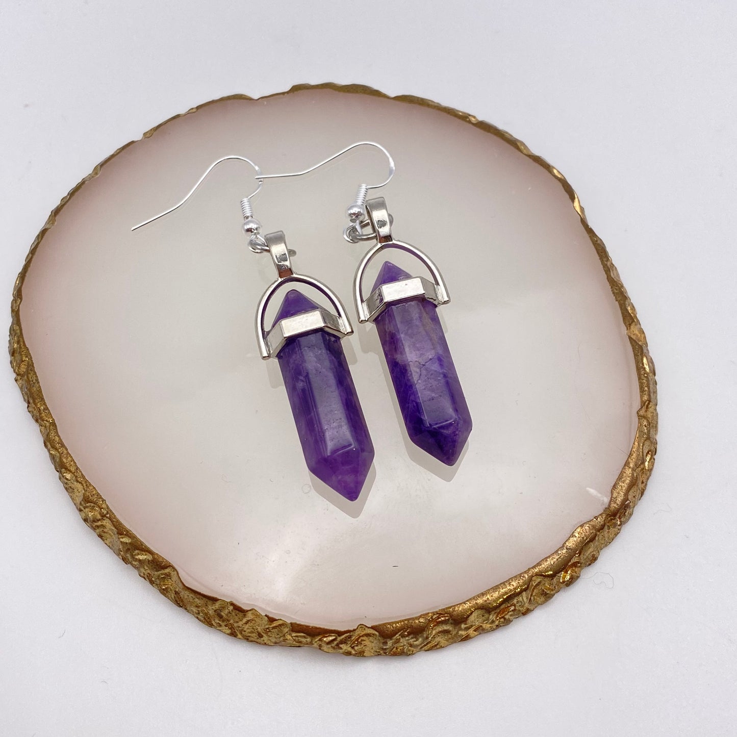 Amethyst Crystal Pendant Earrings