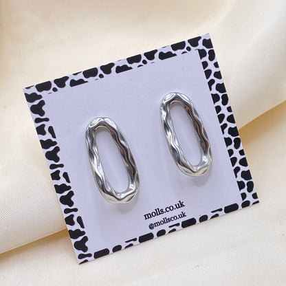 Geometric Oval Stud Earrings