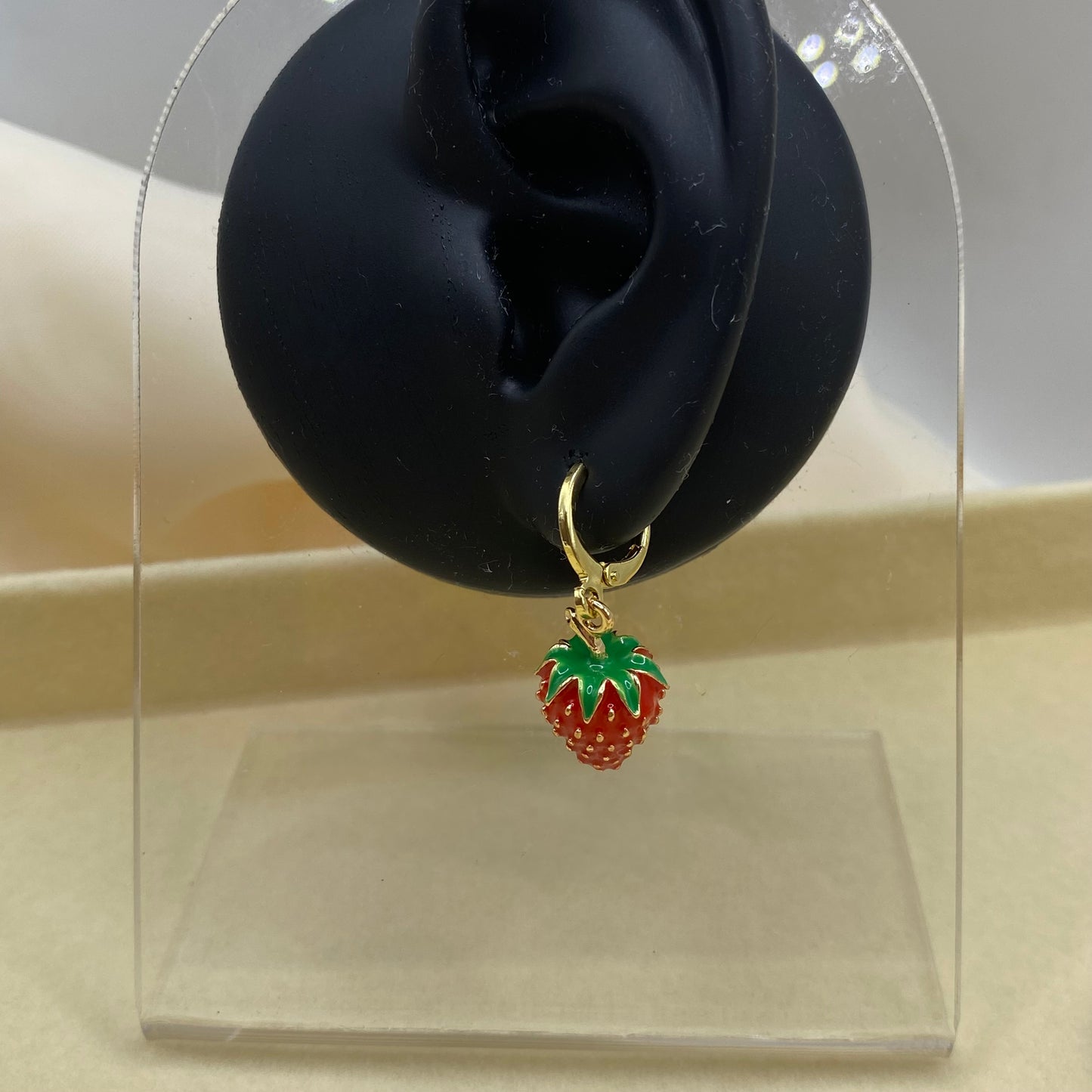Gold Strawberry Huggie Hoop Earrings