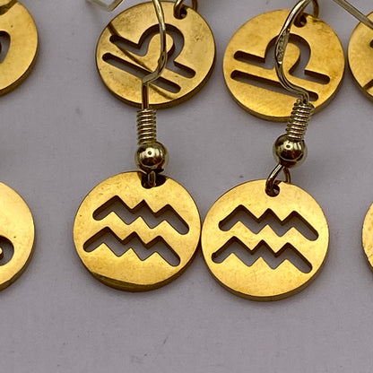 Gold Solid Star Sign Earrings