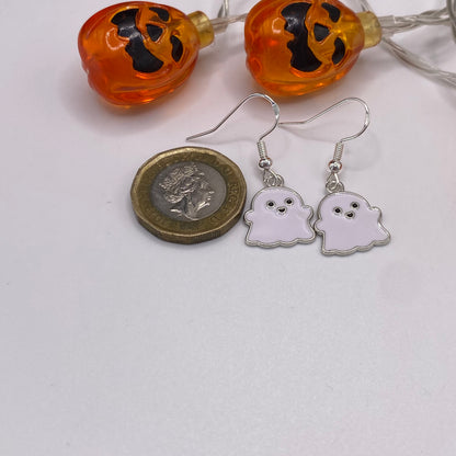 Silver Cute Ghost Earrings