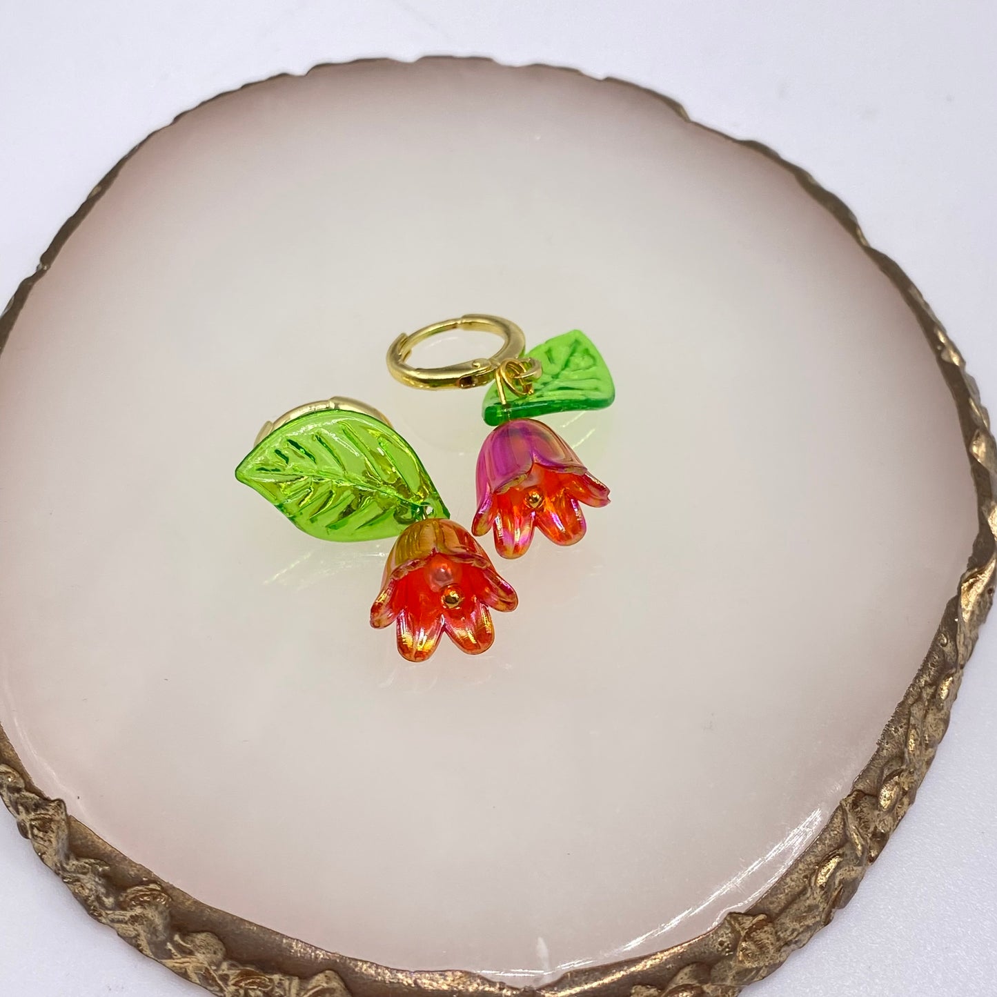Colourful Flower Tulip Huggie Hoop Earrings
