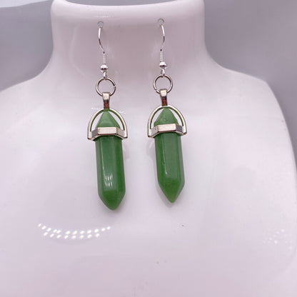 Green Aventurine Crystal Pendant Earrings